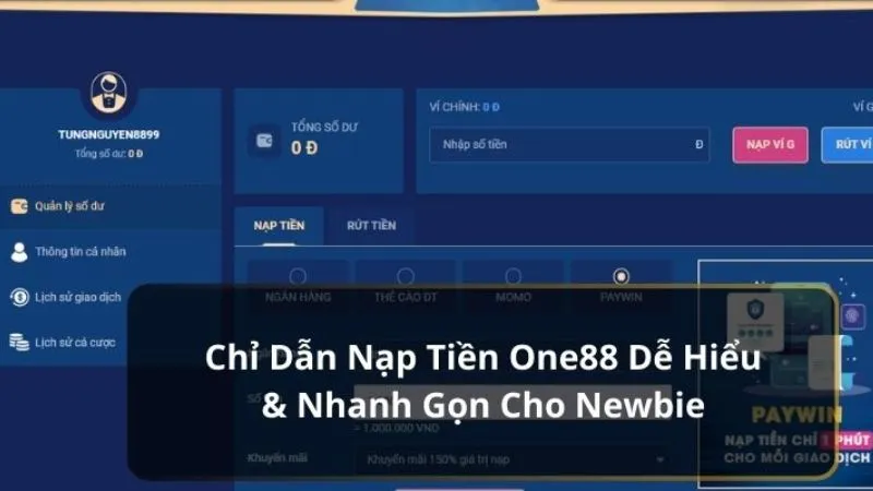 Quy trình nạp tiền One88